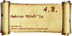 Ambrus Mihály névjegykártya