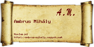 Ambrus Mihály névjegykártya